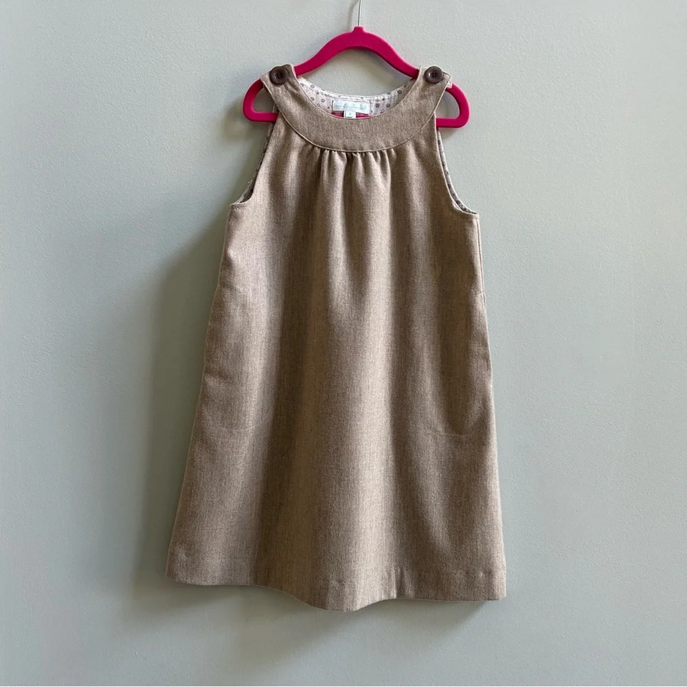 Marie Chantal Sleeveless Tan Wool Jumper Dress, Size 8